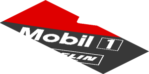 ~Sticker  1.9 x  0.8 with White Logos in White, Grey and Red Stripes on Black Background Right - Fourth Face
