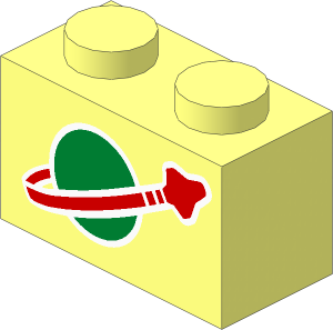 Brick  1 x  2 with Classic Space Logo Pattern
