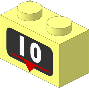 Brick  1 x  2 with "10" Marker Pattern