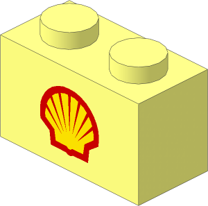 Brick  1 x  2 with Shell Logo 1971 Small Pattern