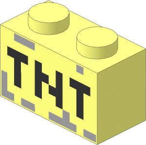Brick  1 x  2 with Pixelated "TNT" Pattern