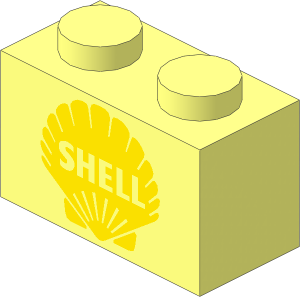 Brick  1 x  2 with Shell Logo 1955 Pattern