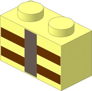 Brick  1 x  2 with  4 Reddish Brown and  1 Dark Brown Rectangles Pattern