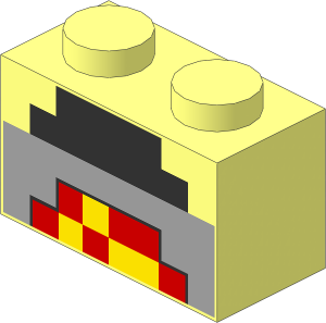 Brick  1 x  2 with Pixelated Lit Forge Pattern
