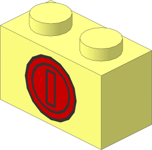 Brick  1 x  2 with Red Token Pattern
