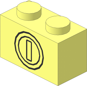 Brick  1 x  2 with Black Outline Token Pattern