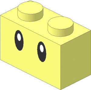 Brick  1 x  2 with Black Eyes and White Pupils Pattern