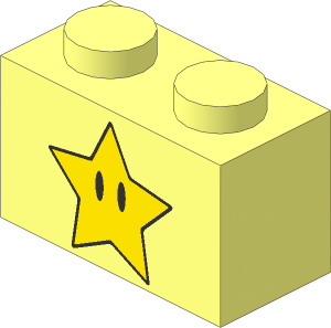 Brick  1 x  2 with Yellow Star and Black Eyes Pattern