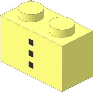 Brick  1 x  2 with  3 Black Squares Vertical Pattern