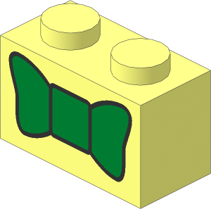 Brick  1 x  2 with Green Bow Tie Pattern