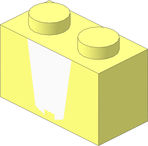 Brick  1 x  2 with White Trapezoidal Shape Pattern