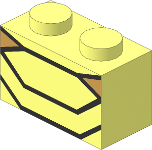 Brick  1 x  2 with 2 Dark Tan Triangles and Black Angled Lines Pattern
