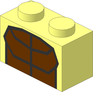 Brick  1 x  2 with Reddish Brown Muscles and Black Outlines Pattern