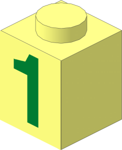 Brick  1 x  1 with Green "1" Sticker