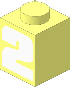 Brick  1 x  1 with Bold White "2" Pattern