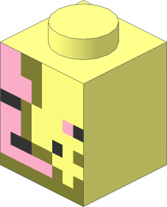Brick  1 x  1 with Minecraft Micro Mob Zombie Pigman Face Pattern