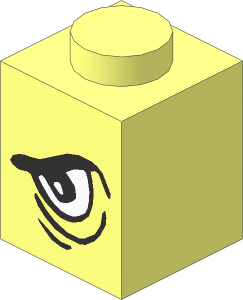 Brick  1 x  1 with Angry Eye Right/Sad Eye Left Pattern
