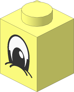Brick  1 x  1 with Black and White Squinting Eyeball Pattern