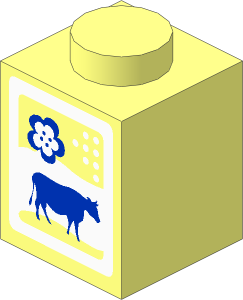 Brick  1 x  1 with Blue Cow and Flower Pattern