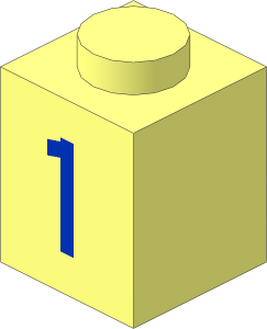 Brick  1 x  1 with Blue "1" Pattern