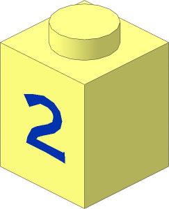 Brick  1 x  1 with Blue "2" Pattern