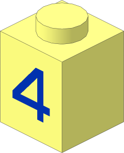 Brick  1 x  1 with Blue "4" Pattern