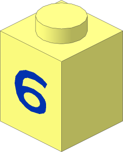 Brick  1 x  1 with Blue "6" Pattern