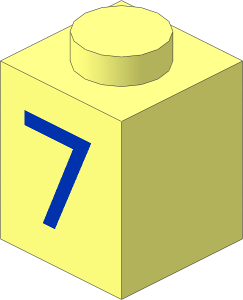 Brick  1 x  1 with Blue "7" Pattern