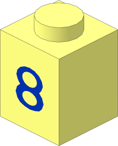 Brick  1 x  1 with Blue "8" Pattern