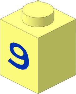 Brick  1 x  1 with Blue "9" Pattern