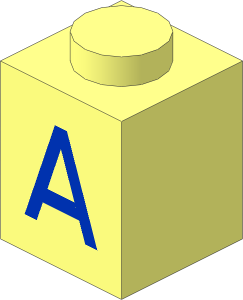 Brick  1 x  1 with Blue "A" Pattern