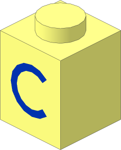Brick  1 x  1 with Blue "C" Pattern