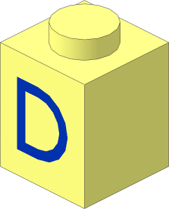 Brick  1 x  1 with Blue "D" Pattern