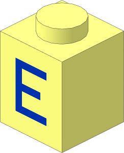 Brick  1 x  1 with Blue "E" Pattern