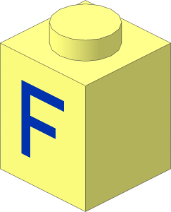Brick  1 x  1 with Blue "F" Pattern