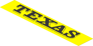Sticker  1.1 x  5.9 with "TEXAS"