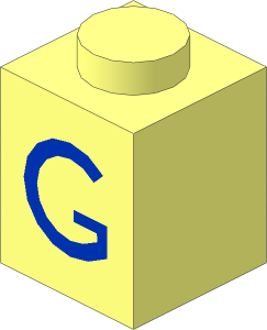 Brick  1 x  1 with Blue "G" Pattern