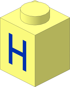 Brick  1 x  1 with Blue "H" Pattern