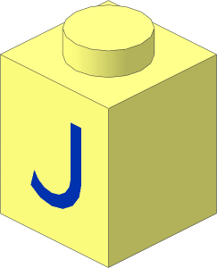 Brick  1 x  1 with Blue "J" Pattern