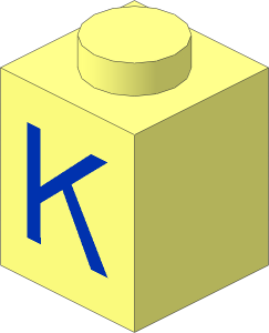 Brick  1 x  1 with Blue "K" Pattern
