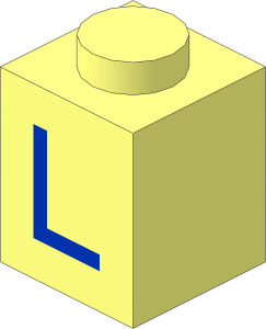 Brick  1 x  1 with Blue "L" Pattern