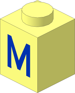Brick  1 x  1 with Blue "M" Pattern