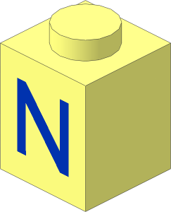Brick  1 x  1 with Blue "N" Pattern