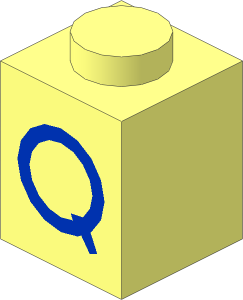 Brick  1 x  1 with Blue "Q" Pattern