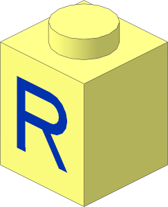 Brick  1 x  1 with Blue "R" Pattern