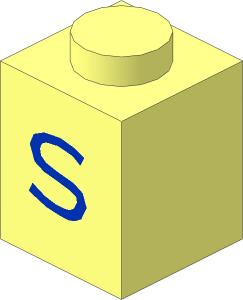 Brick  1 x  1 with Blue "S" Pattern
