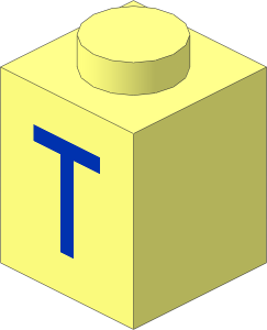 Brick  1 x  1 with Blue "T" Pattern