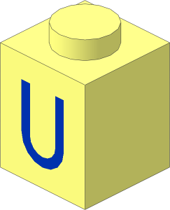 Brick  1 x  1 with Blue "U" Pattern