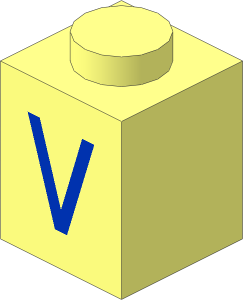 Brick  1 x  1 with Blue "V" Pattern