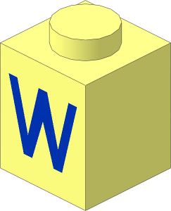Brick  1 x  1 with Blue "W" Pattern